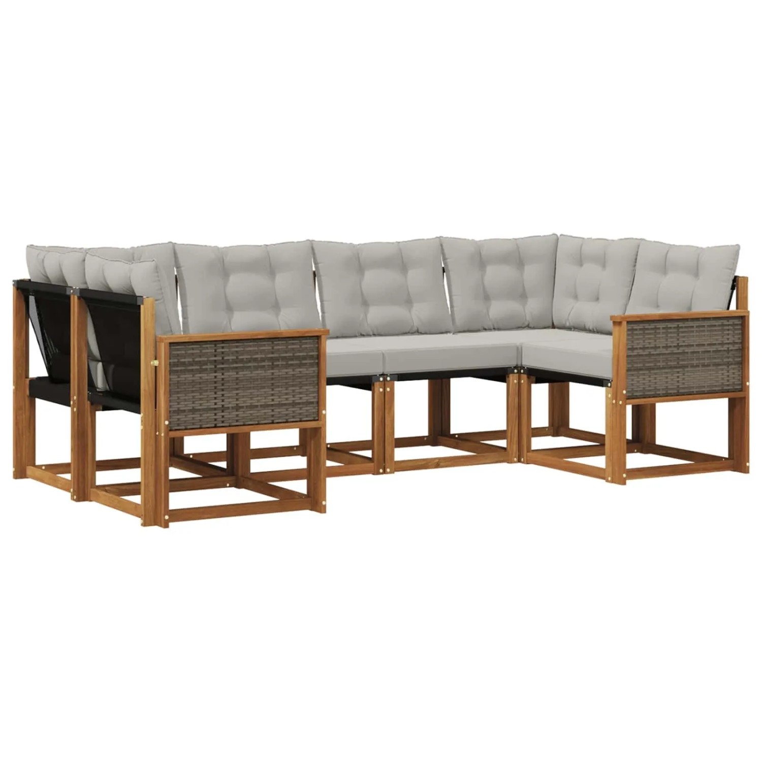 vidaXL Outdoor-Sofagarnitur mit Kissen 6 Stk Natur und Hellgrau 3382171