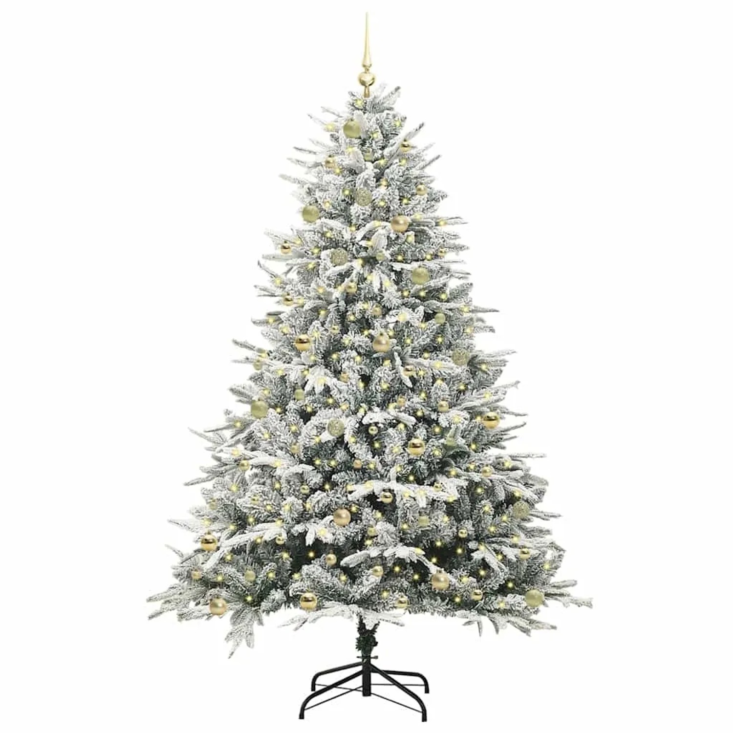 vidaXL Künstlicher Vorbeleuchteter Weihnachtsbaum mit Kugelset Grün 3395419