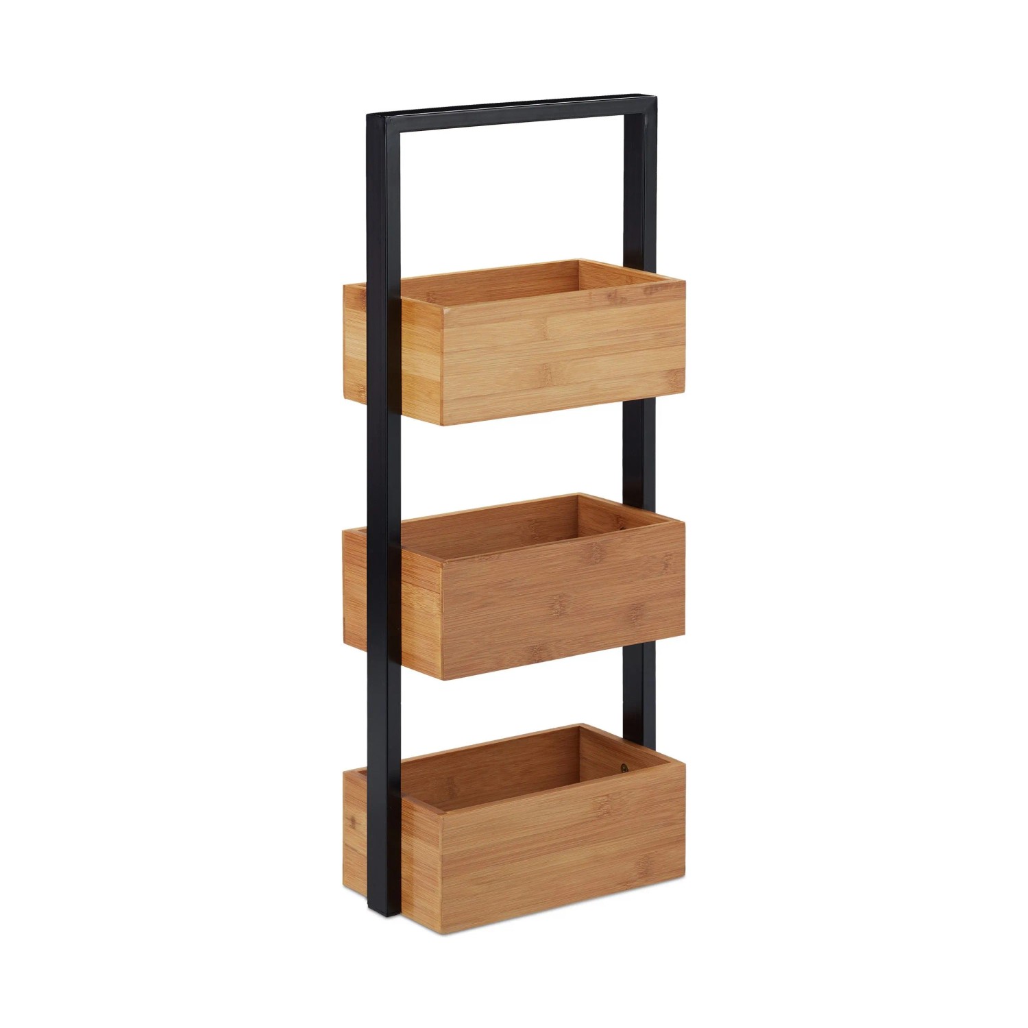 Relaxdays Badregal Bambus Natur Schwarz 67 cm x 28,5 cm x 15 cm 2,5 kg