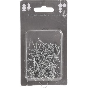 Verpackung mit 50 silbernen Weihnachtskugelhaken zum Aufhängen von Christbaumkugeln.