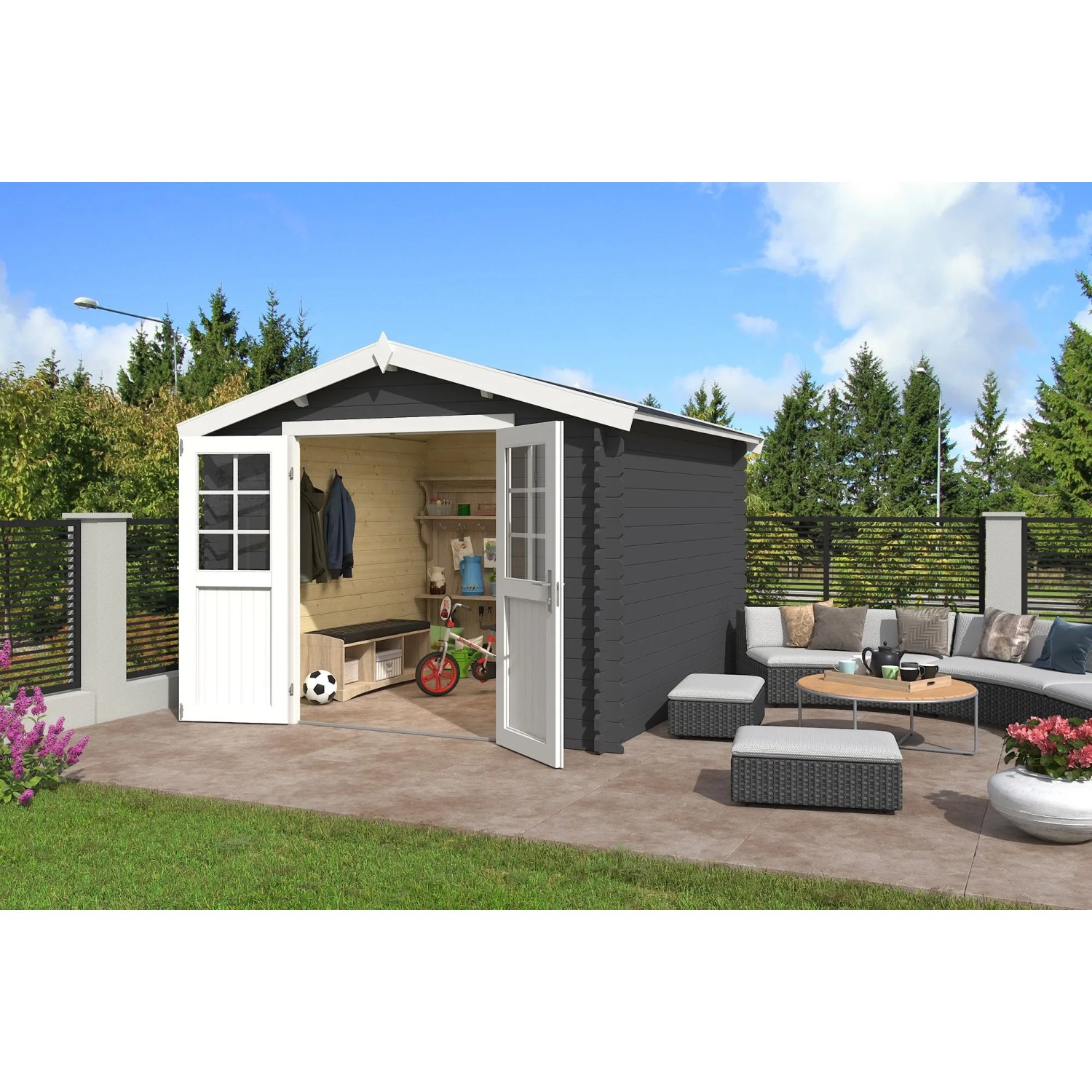 Lasita Gartenhaus Norah 275 Carbongrau 275 cm x 275 cm