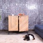 MCW Highboard L95 aus Mangoholz, 86x90x43cm, mit 2 Türen und 3 Regalböden.