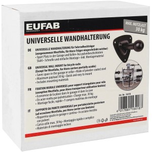 Eufab Wandhalterung für Fahrradträger, max. 30 kg Nutzlast, zur platzsparenden Aufbewahrung in Garage oder Keller.