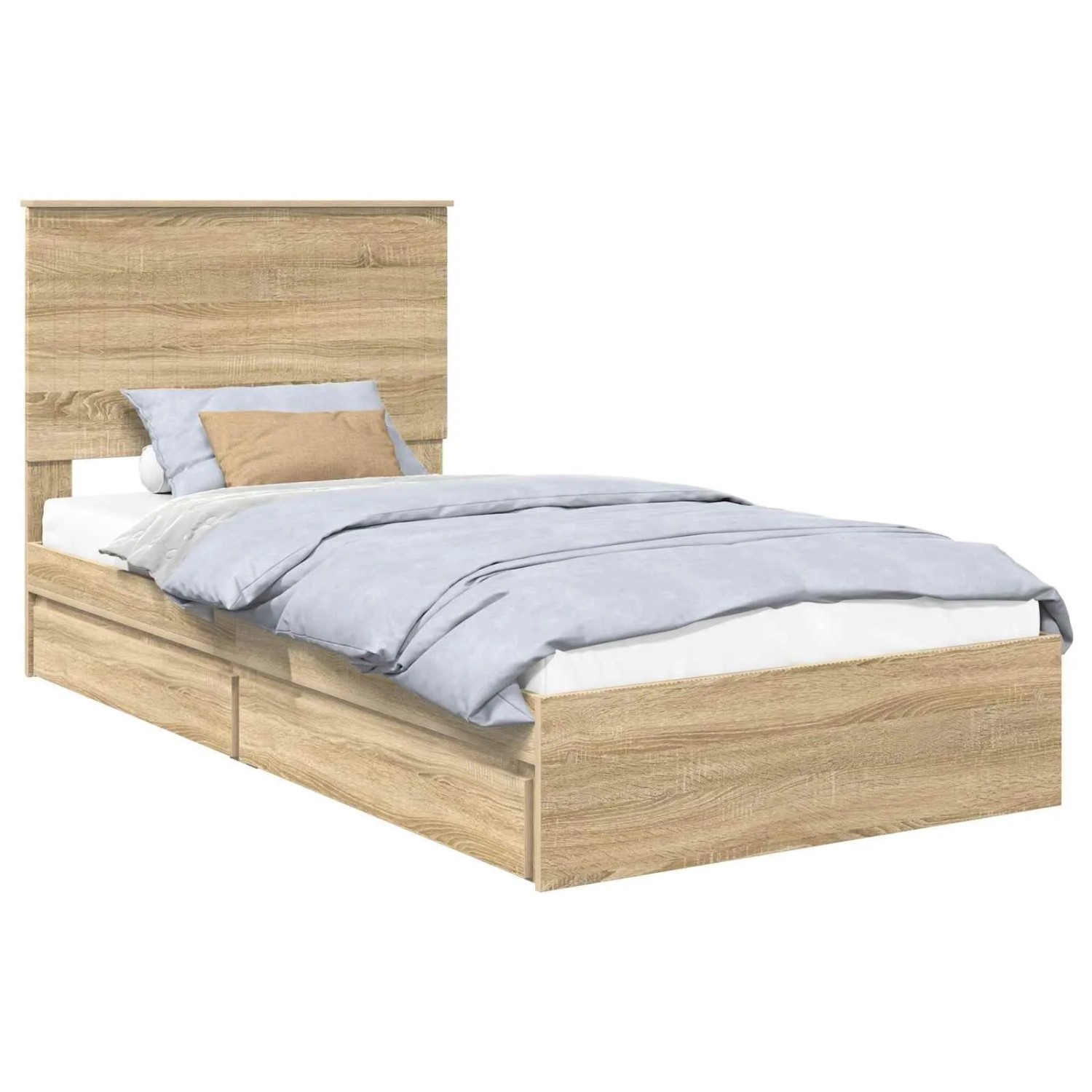 vidaXL Stauraumbett Sonoma-Eiche 100 x 200 cm Holzwerkstoff 3411238 günstig online kaufen