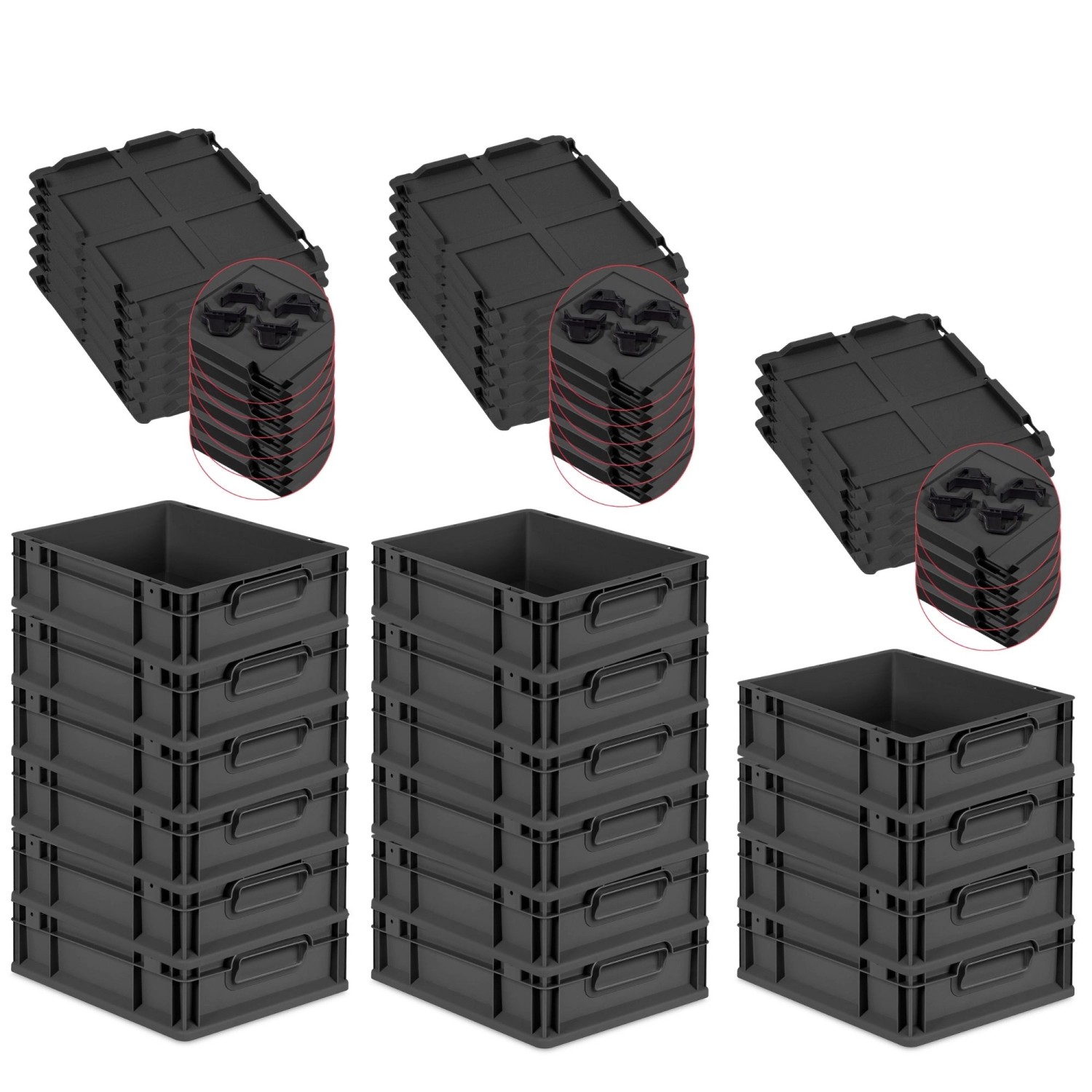 PROREGAL SuperSparSet 16x Eurobox Nextgen Grip Mit Auflagedeckel Und Schwar günstig online kaufen