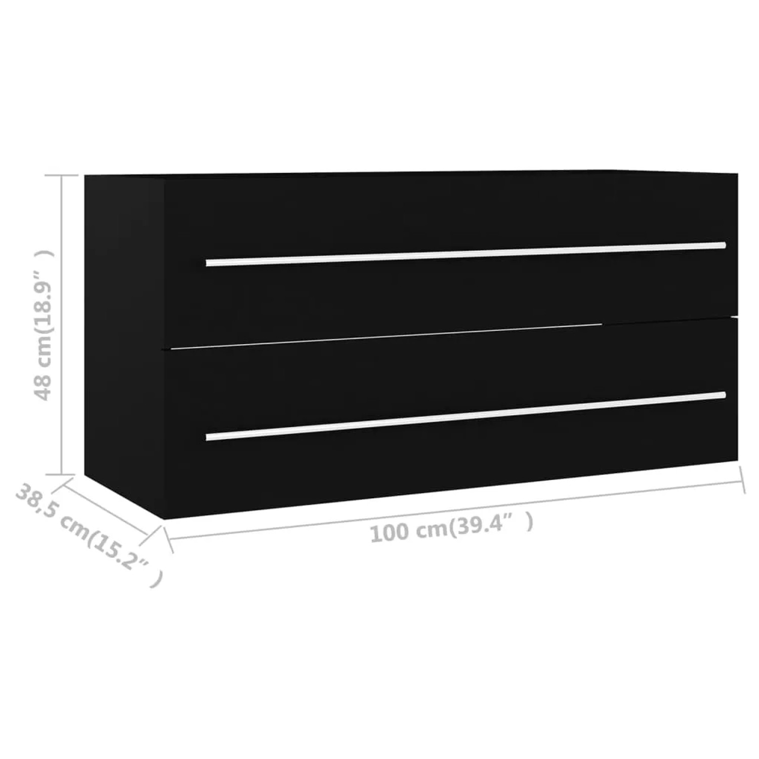 vidaXL Waschbeckenunterschrank, schwarz, 100x38,5x48 cm, mit Schublade. Badmöbel zur Badgestaltung.