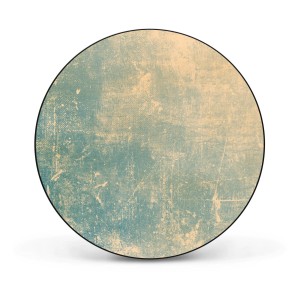 Runde Banjado Magnettafel (47cm) in Schwarz mit Patina Grün Motiv. Dekorative Magnetwand für Notizen.