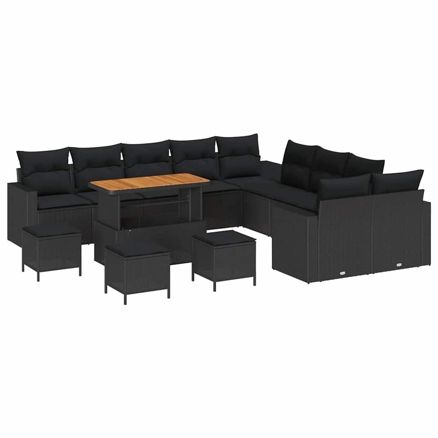 vidaXL Garten-Sofa-Set 14-Tlg Schwarz Poly Rattan 3361679 günstig online kaufen