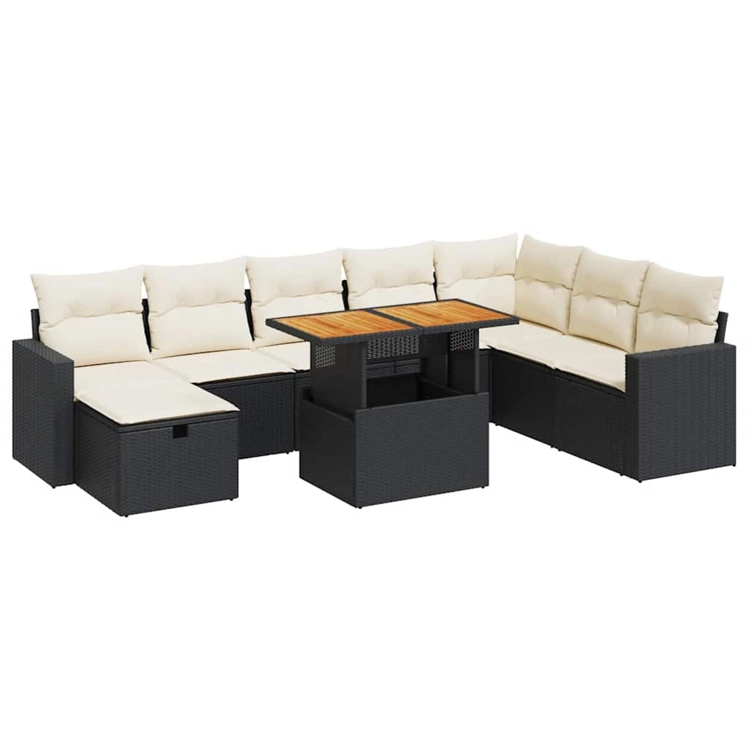 vidaXL 9-Tlg Garten-Sofagarnitur mit Kissen Schwarz Poly Rattan 3328015 günstig online kaufen