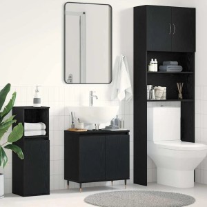vidaXL Waschbeckenschrank in Schwarz Eichen-Optik (58x33x60 cm) mit Tür.
