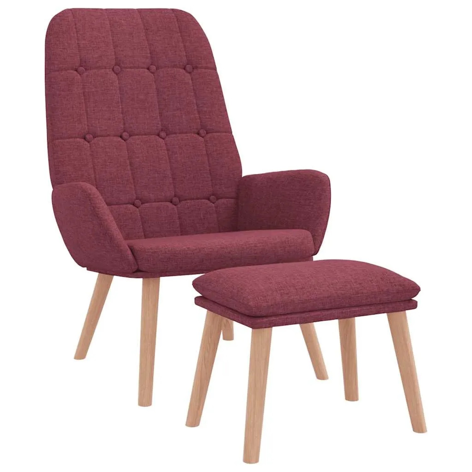vidaXL Relaxsessel mit Hocker Weinrot Stoff 3315155