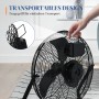 Schwarzer HOMCOM Tischventilator mit Tragegriff und drei Geschwindigkeitsstufen.