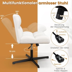 Costway Schneidersitz Stuhl Drehstuhl Ohne Armlehnen Modern Beige
