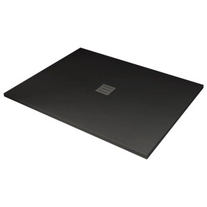 Schwarze Glasdeals Duschtasse 120x80 cm in Steinoptik aus Acryl. Flache Duschwanne für Duschen.