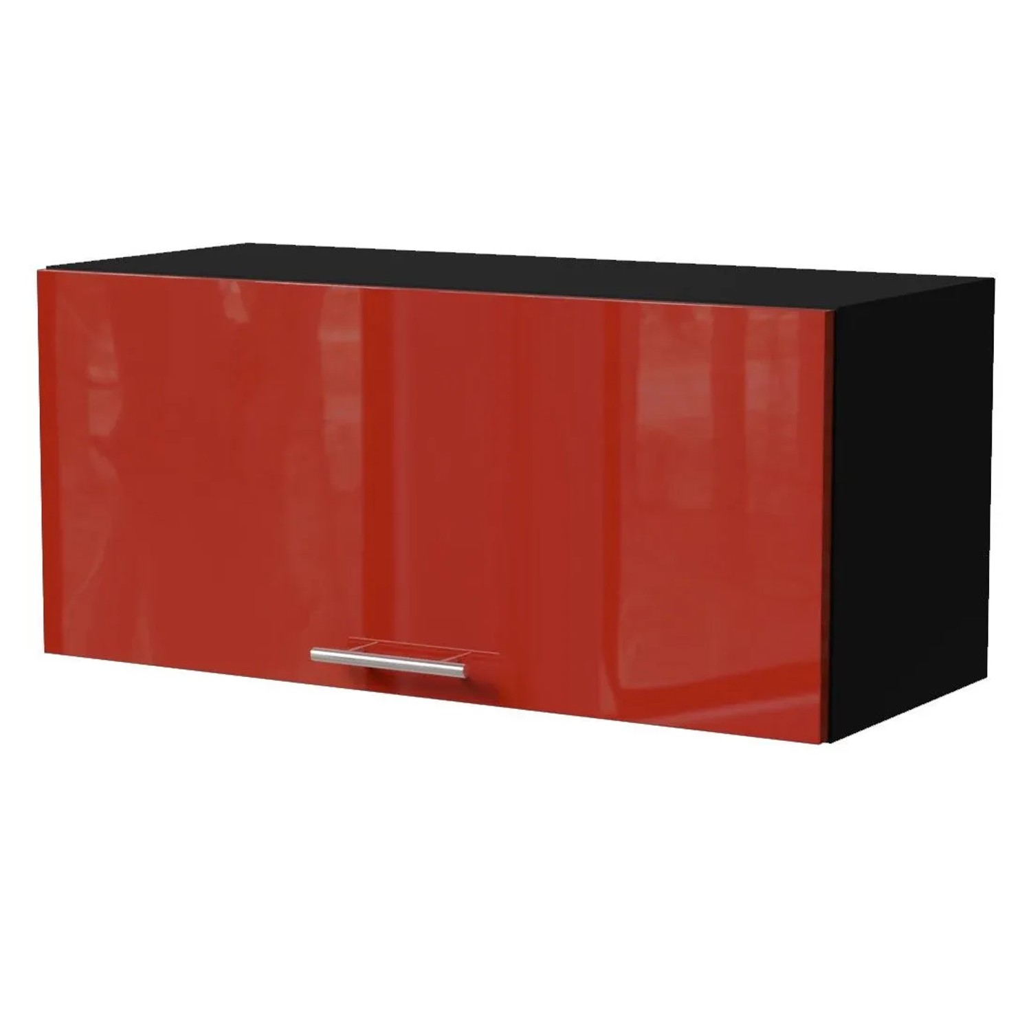 Feldmann-Wohnen Klapphängeschrank Brerra W4B/80 Schwarz / RAL 3002 karminrot Hochglanz 80 / 32,5 / 36cm mit Gasdruckdämp...