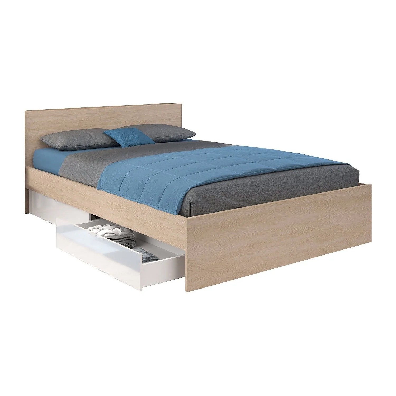 Vente-unique Bettrahmen Velona Naturfarben Hell  Weiß 164.4 cm