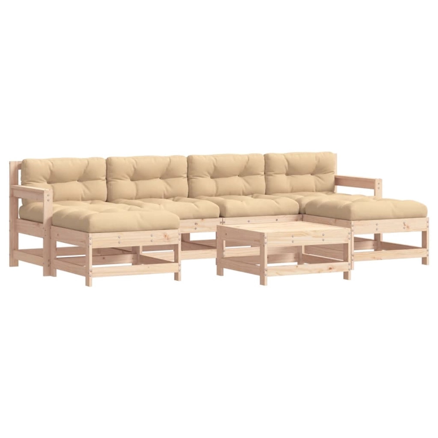 vidaXL 7-tlg Garten-Lounge-Set mit Kissen Massivholz Modell 6 günstig online kaufen