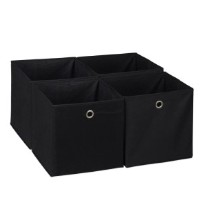 Relaxdays Faltbox 4er Set Polyester Schwarz Zusammenfaltbar 30 cm x 30 cm x 30 cm