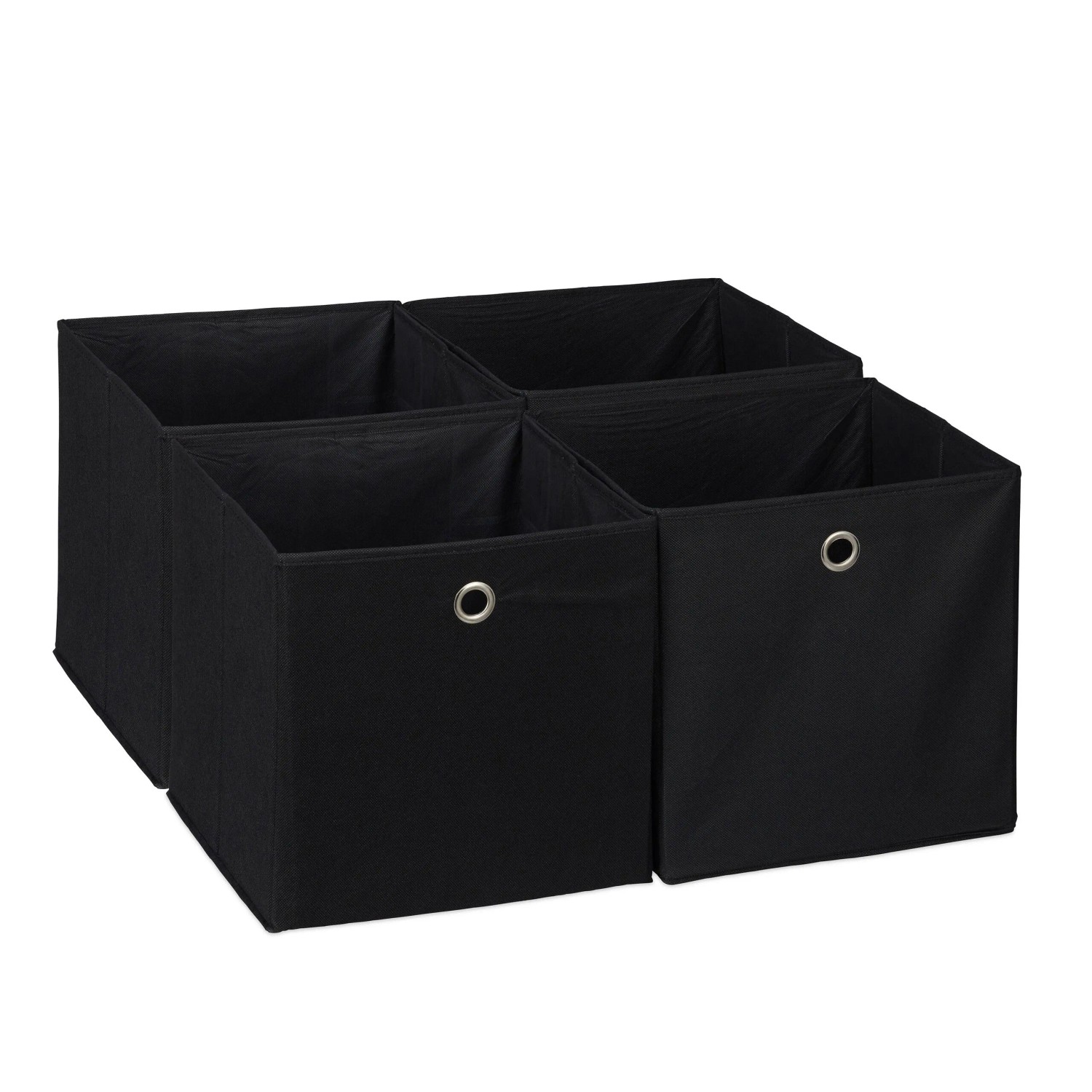 Relaxdays Faltbox 4er Set Polyester Schwarz Zusammenfaltbar 30 cm x 30 cm x 30 cm