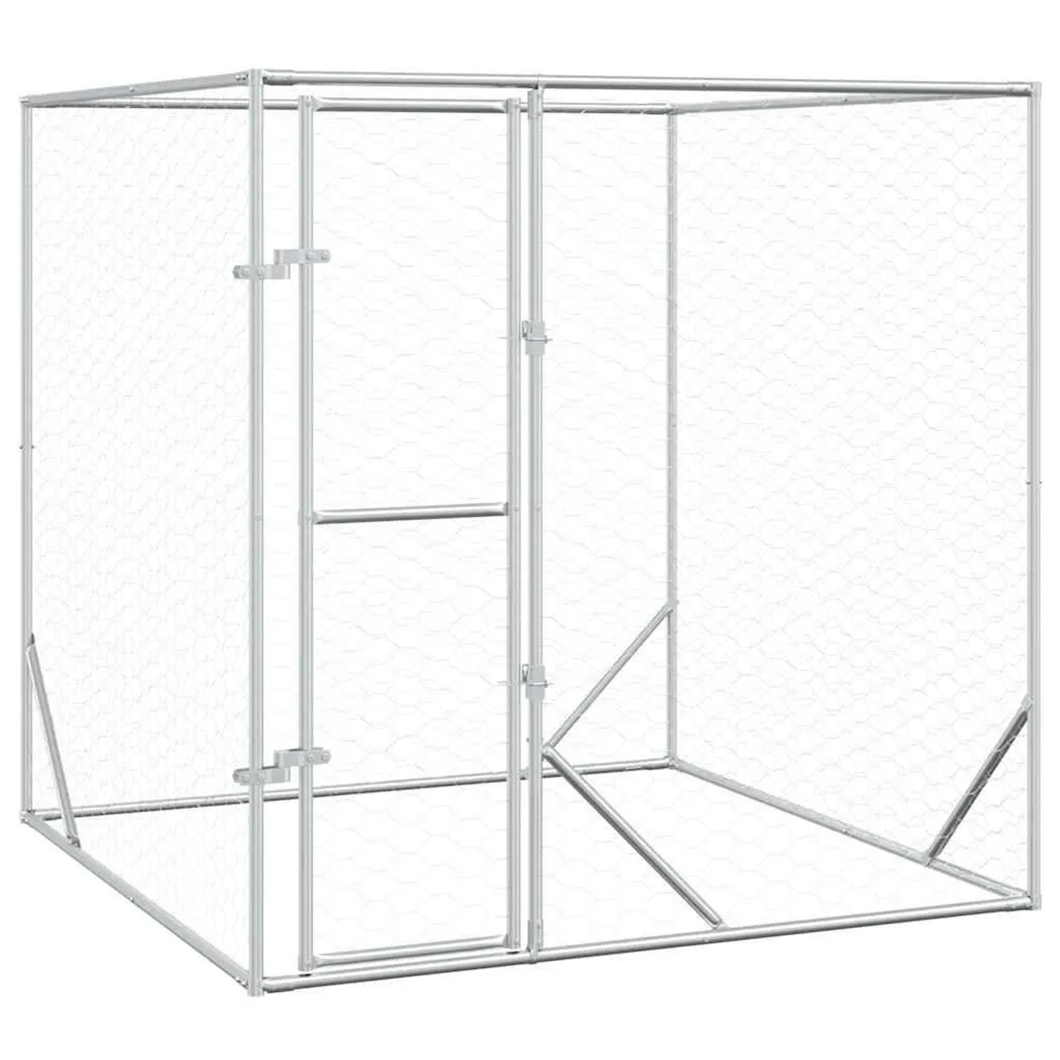 vidaXL Outdoor-Hundezwinger Silbern 2x2x2 m Verzinkter Stahl 153674