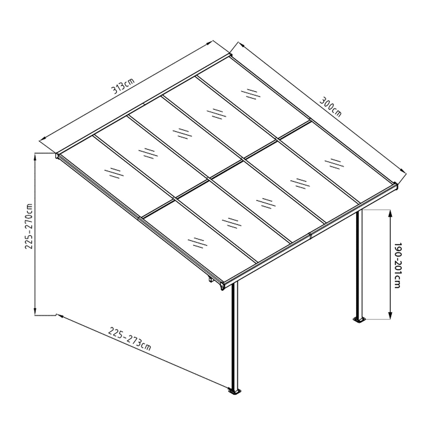 Westmann Alu-Terrassenüberdachung Bruce 313 Weiß 300 cm x 313 cm x 270 cm_7