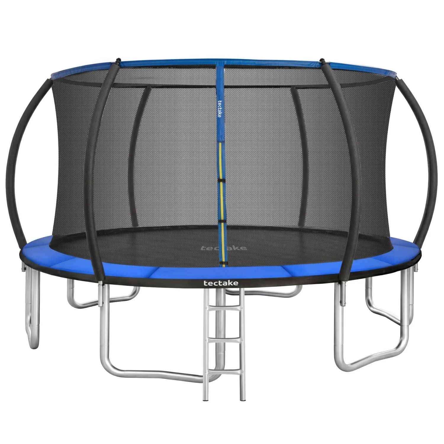 Tectake Trampolin Jumpy Ø 366 cm  Gs Zertifiziert Mit Sicherheitsnetz  394 x 394 x 275 cm Schwarz Blau
