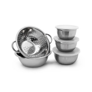 Relaxdays Schüssel Set Edelstahl Stapelbar Mit Deckel 24 cm x 30 cm x 10 cm 0,8 kg
