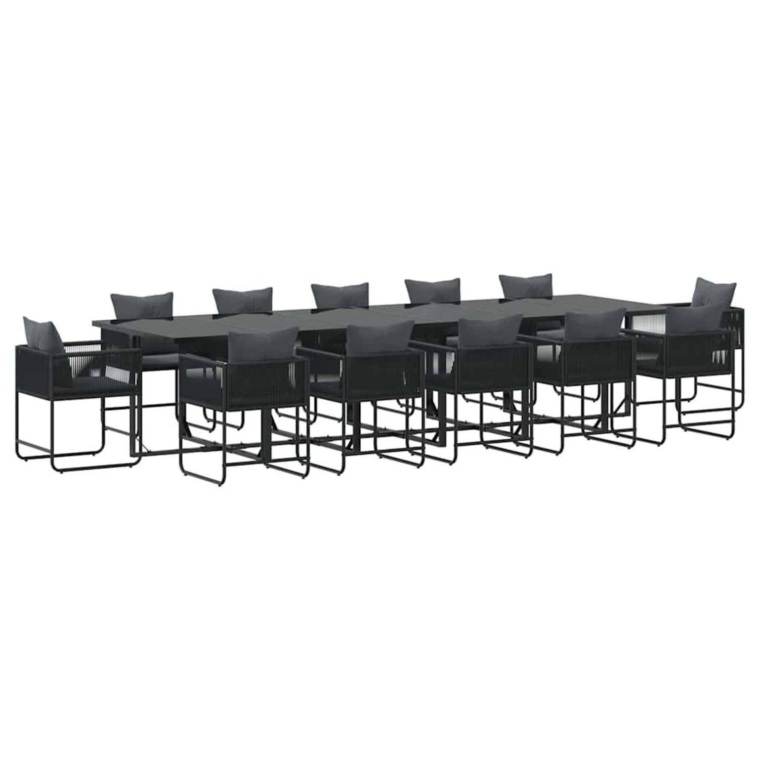 vidaXL Garten Essgruppe 13-Tlg Schwarz Stahl 3335877 günstig online kaufen