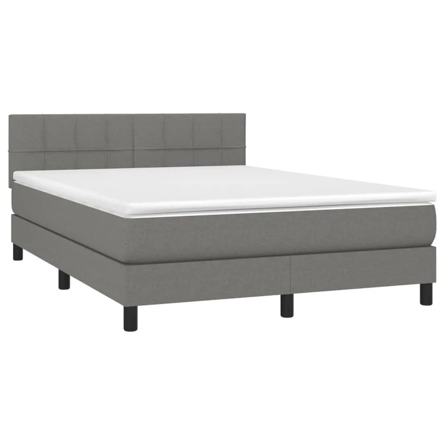 vidaXL Boxspringbett mit Matratze & LED Dunkelgrau 140x200 cm Stoff 3133158