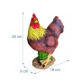 Detailreiche Gartenfigur Hahn aus Polyresin, braun mit gelbem Hals und rotem Kamm. Wetterfest, 24x9x19 cm. Ideal für Garten & Terrasse.