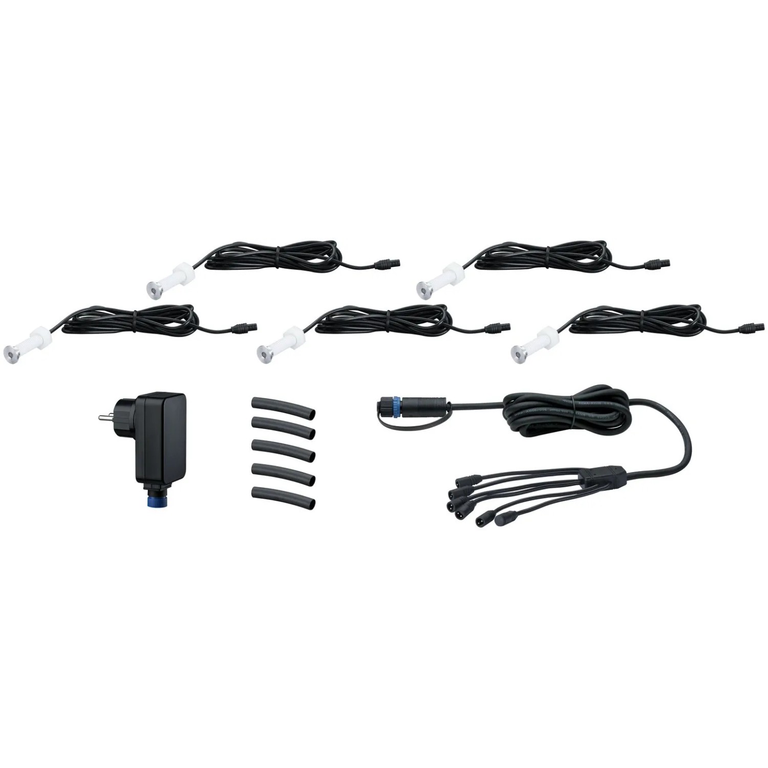 Paulmann Plug&Shine Starter-Set: 5 MicroPen II Einbauleuchten, Trafo und Kabel für stimmungsvolle Außenbeleuchtung.
