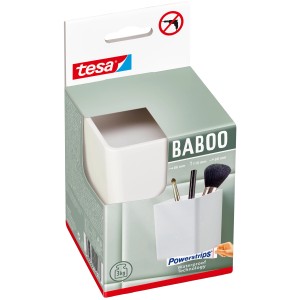 Tesa Baboo Aufbewahrungsbox, weiß, ohne Deckel. Bad-Organizer zur Wandmontage mit Powerstrips.