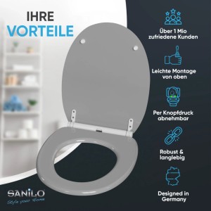 Sanilo WC-Sitz Manhattan Grau mit Absenkautomatik aus Holz.