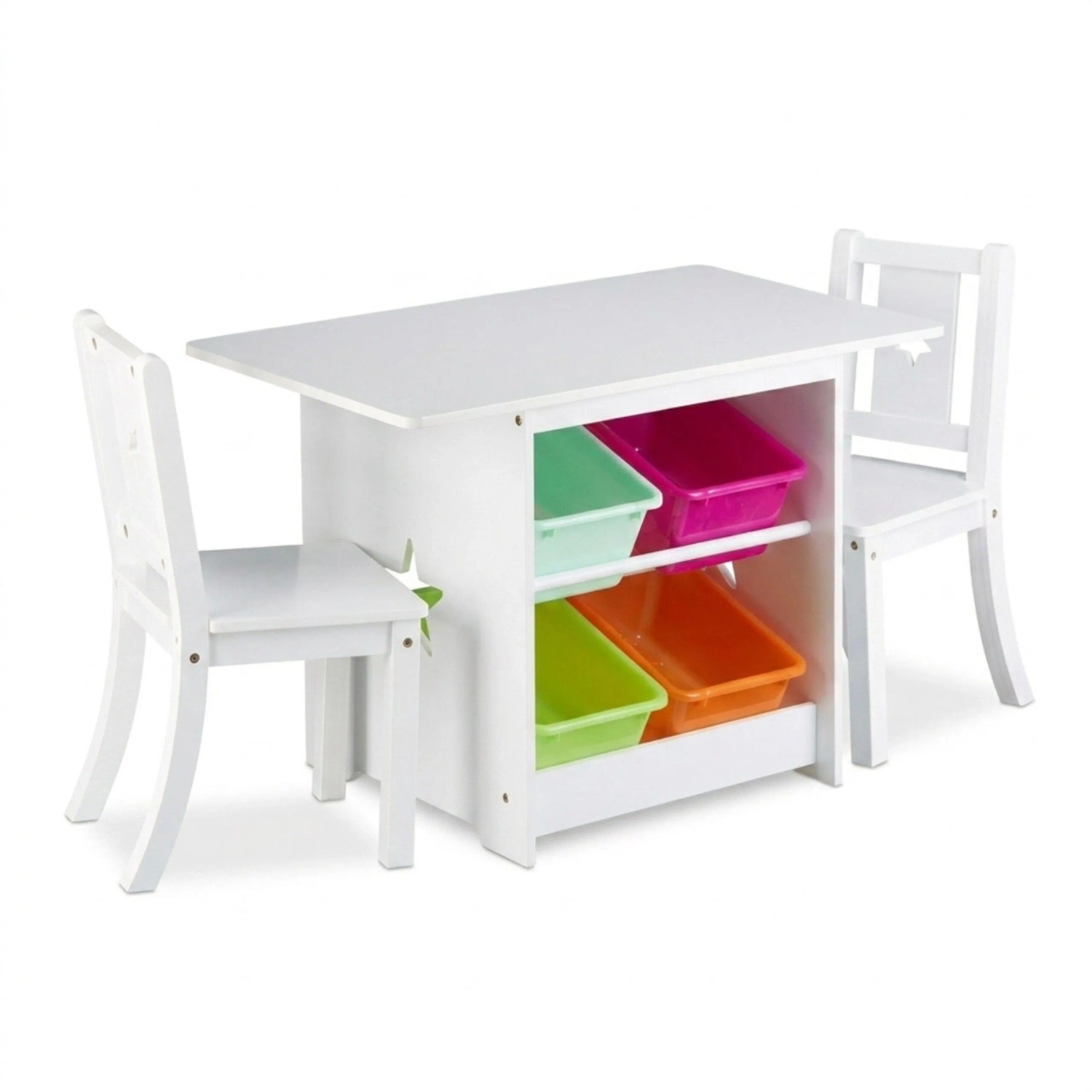 Relaxdays Kindersitzgruppe MDF Weiß Mit Stauraum 75 cm x 46 cm x 51,5 cm 14,5 kg