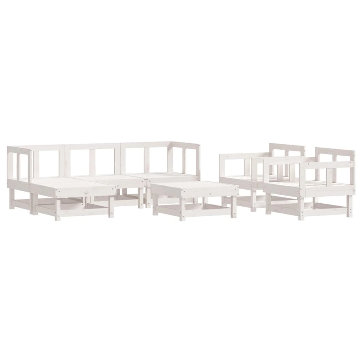 vidaXL 7-Tlg Garten-Lounge-Set Weiß Massivholz Kiefer 3186215 günstig online kaufen