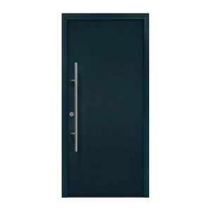 Anthrazitgraue EcoStar Haustür Isopro Secur IPS 010 mit Edelstahlgriff, DIN L.