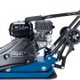 Scheppach Rüttelplatte HP1400S, blaue Baumaschine mit Rädern und schwarzem Motor.