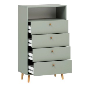 Schildmeyer Highboard Bjarne in Pistazie mit 4 Schubladen und offenem Fach.