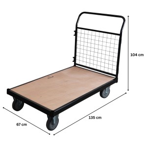 Schwarzer Proregal Transportwagen mit Gitterwänden, Plattformwagen, 104x135x67 cm, Traglast 400 kg.