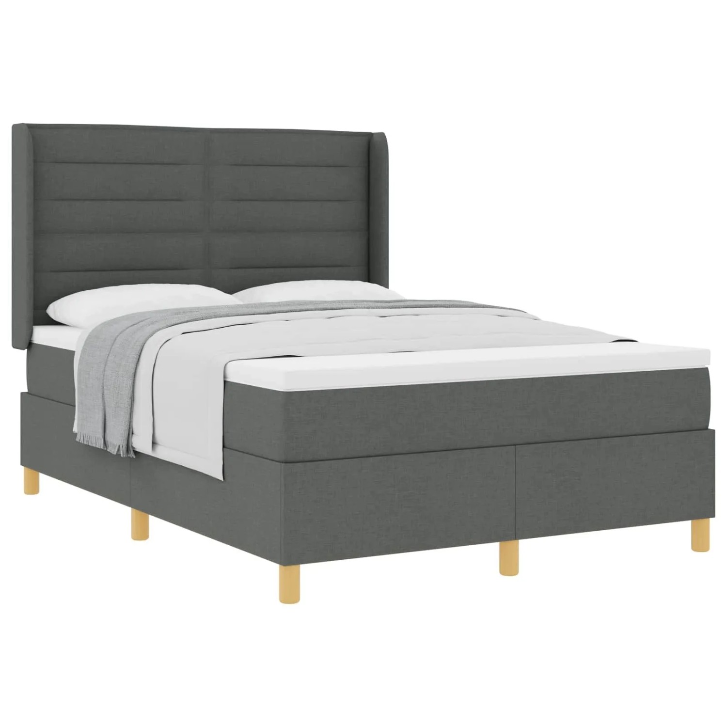 vidaXL Boxspringbett mit Matratze Dunkelgrau 140 x 190 cm Stoff 3341764 günstig online kaufen