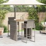 Graues 3-tlg. vidaXL Gartenbar-Set aus Polyrattan mit Akazienholz-Tischplatte. Ideal für Garten und Terrasse.