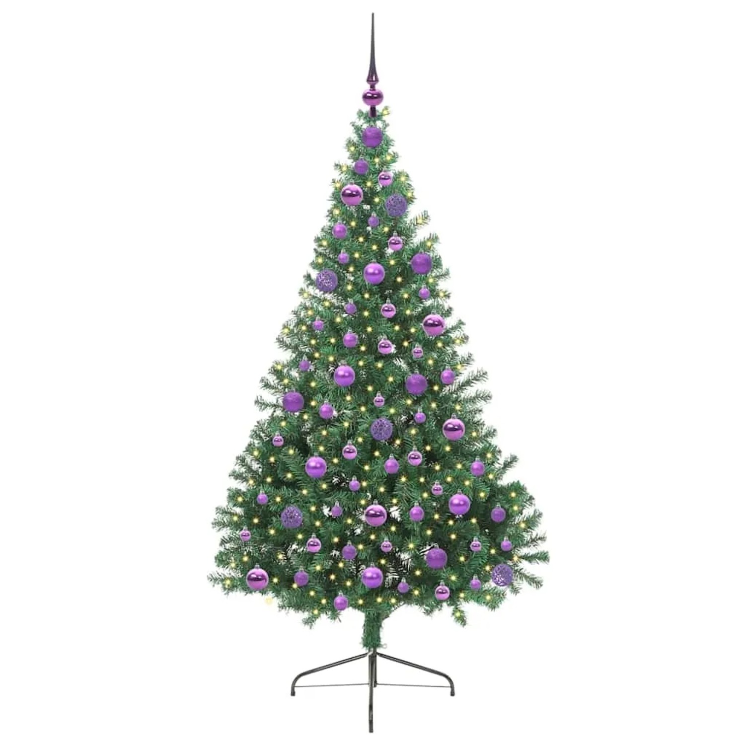 vidaXL Künstlicher Vorbeleuchteter Weihnachtsbaum Grün 180 cm PVC 3397017