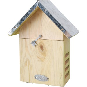 Esschert Design Marienkäferhaus aus Holz mit Metalldach für Nützlinge im Garten.