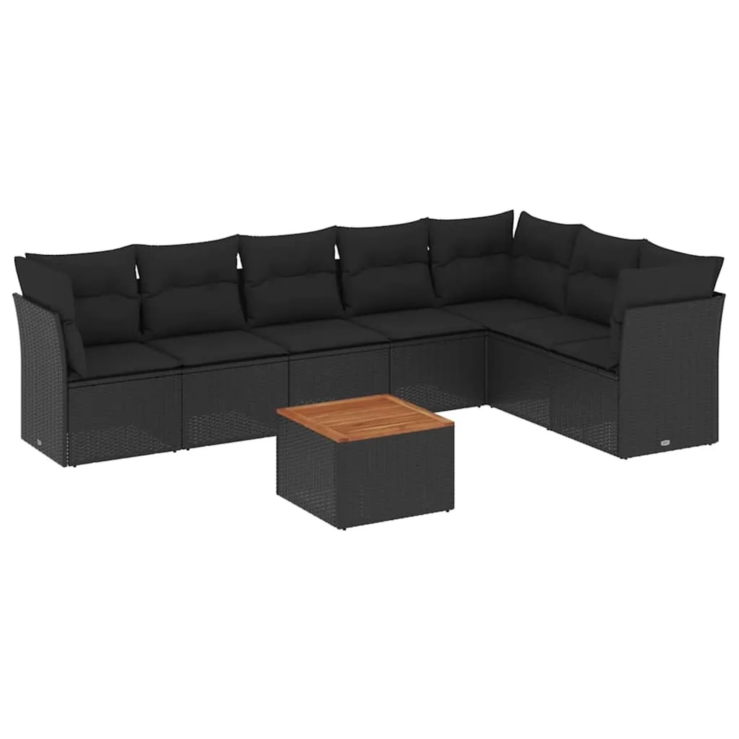 Thumbnail - vidaXL 8-Tlg Garten-Sofagarnitur mit Kissen Schwarz Poly Rattan 3256006