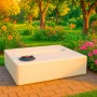 Rechteckiger, weißer 400L Trinkwasser-Wassertank von KMND im Garten.