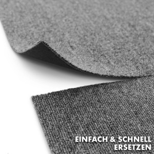 Graue KARAT Teppichfliese Moscow meliert, 50x50 cm, pflegeleicht und robust.