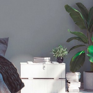 Dunkelgraue Bricoflor Vliestapete mit Leinenstruktur im Schlafzimmer. Uni Tapete, Wandtapete.