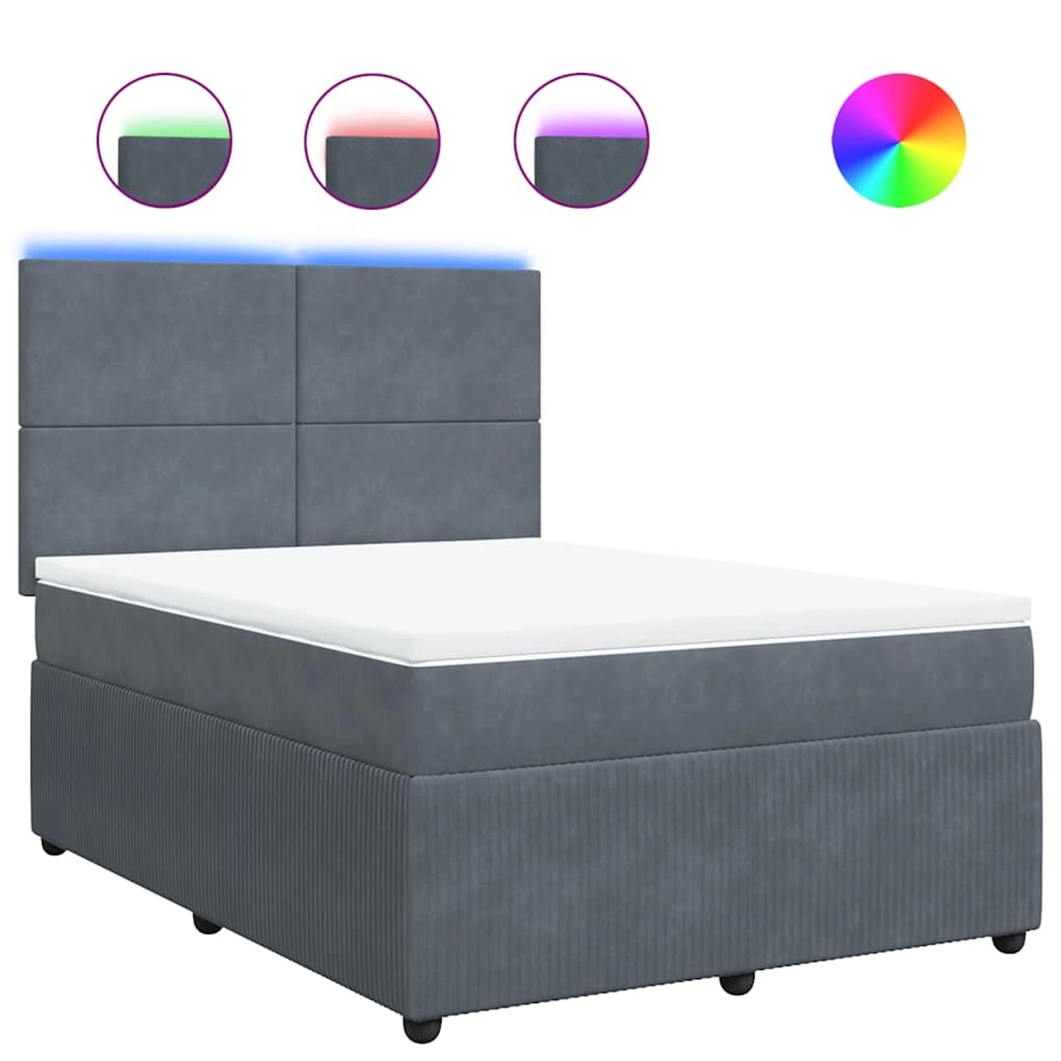 vidaXL Boxspringbett mit Matratze Dunkelgrau 140x190 cm Samt 3294629 günstig online kaufen