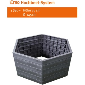 Garantia Ergo XL Wood Hochbeet-System aus Kunststoff in Holzoptik, sechseckig.