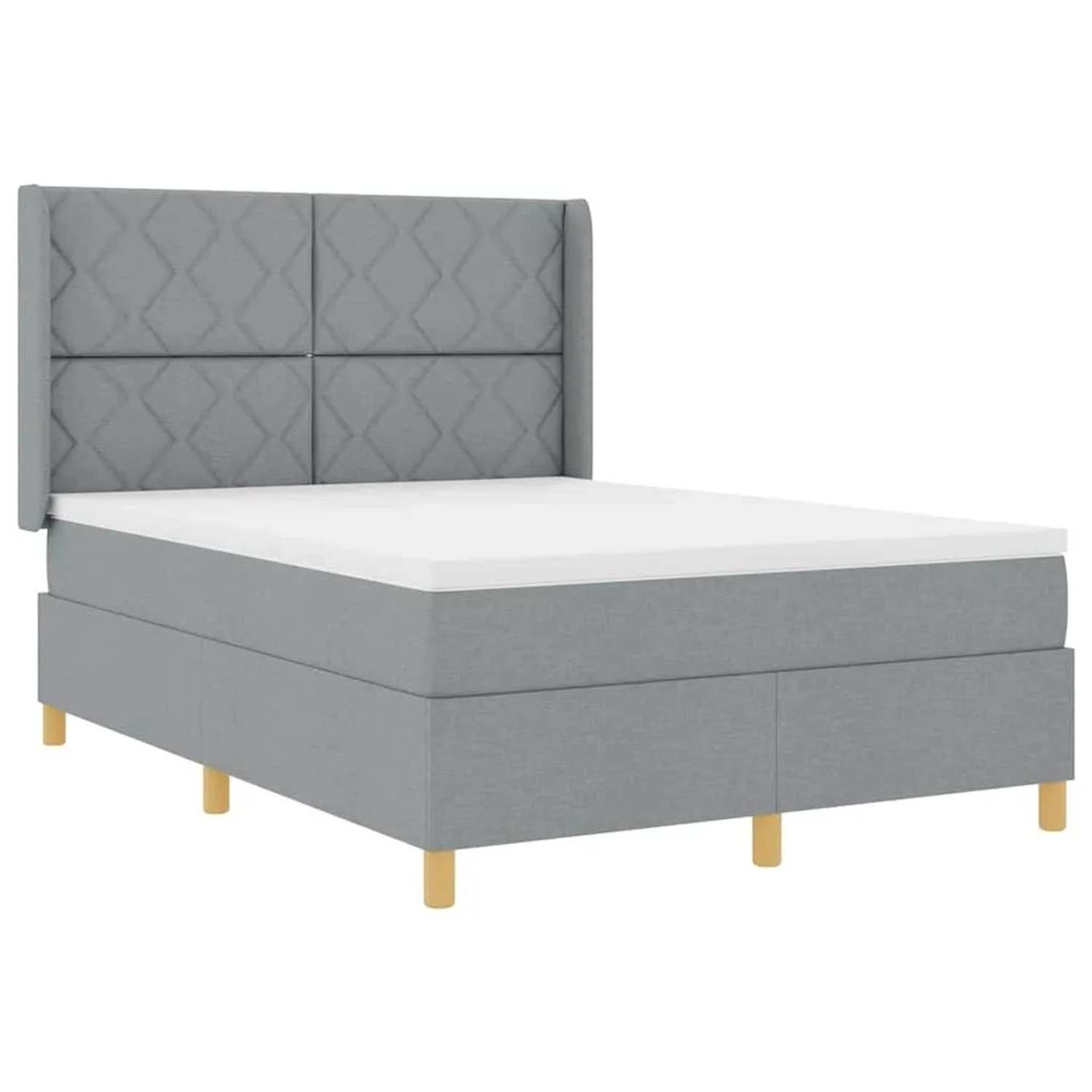 vidaXL Boxspringbett mit Matratze Hellgrau 160 x 200 cm Stoff 3343763